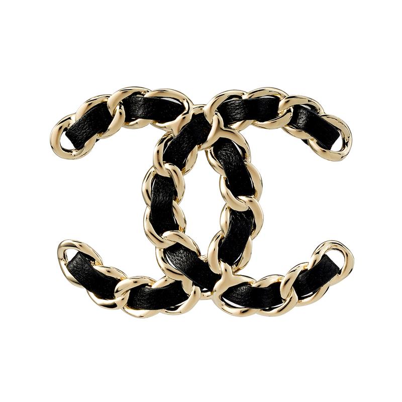 CHANEL Lambskin Classic CC Logo Lambskin Metal Brooch Women's Black