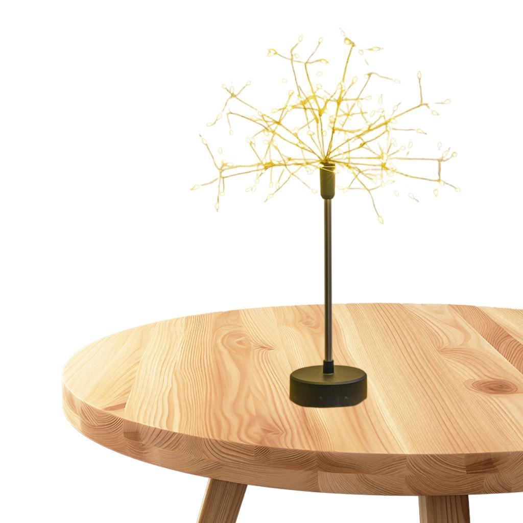 Mini Table Starburst Silver Lights Battery & USB Operated LED Christmas Starburst Firework Lamp for Xmas Party Home Decor