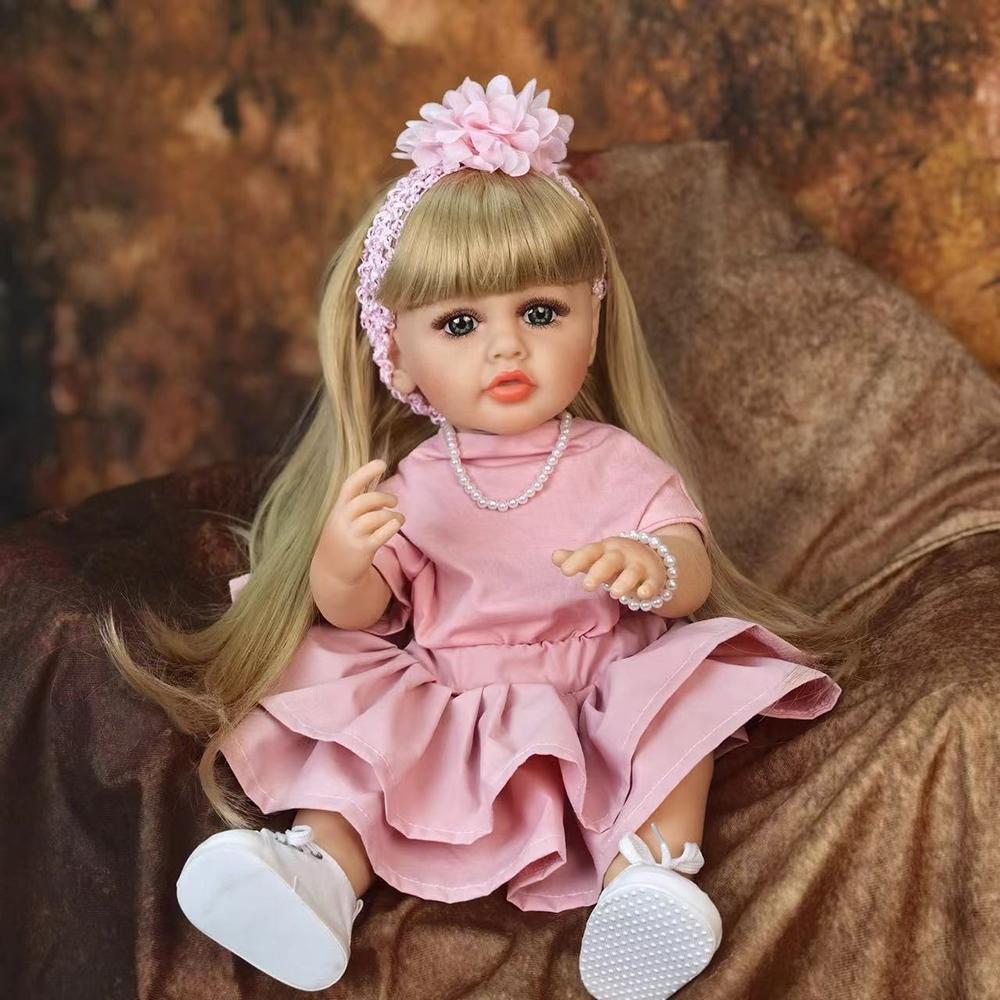 Ny ankomst Princess Reborn Baby Girl Dolls 55 cm Full Silikon Vinyl Kan bade DIY Medfølgende lekekamerater Tidlig utdanning Dukkeleker