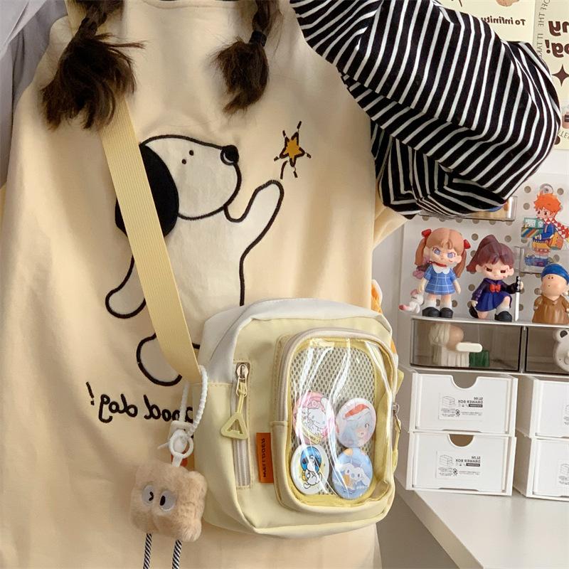 Japanese Ins Transparent Small Square Bag for Women, Small Food Intake, Shoulder Pain Bag, Fashionable and Popular Student Messenger Bag.