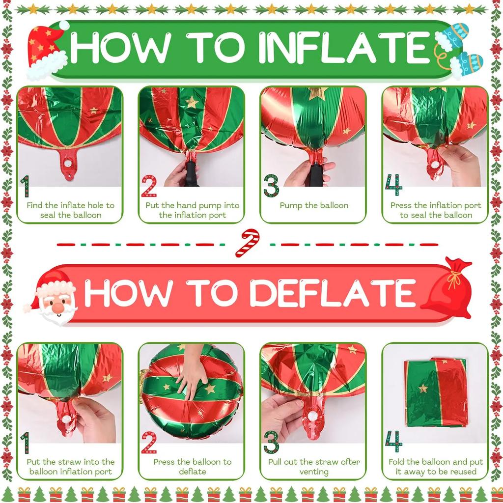 9 pcs Christmas round candy lollipop aluminum foil balloon Christmas sweet island decoration New Year candy party decoration