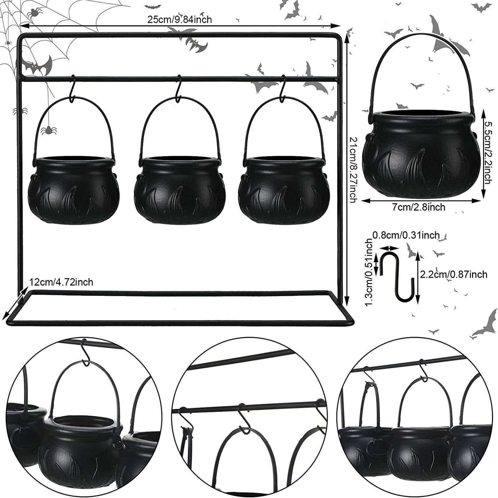 

Halloween Party Mini Witch Jar Candy Bowl Black Plastic Bucket Stand Desktop Ornaments Garden Decoration Halloween Jar Set One Size