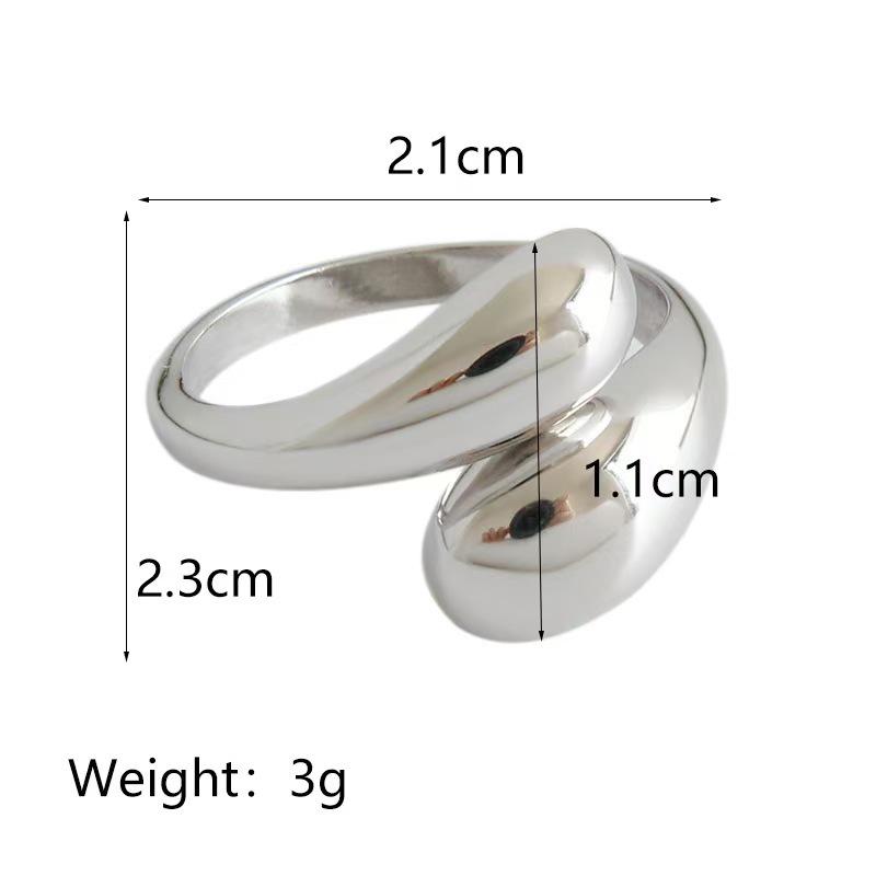 Anel Irregular Gota d'Água Ajustável em Aço Inoxidável - Estilo Frio Europeu e Americano