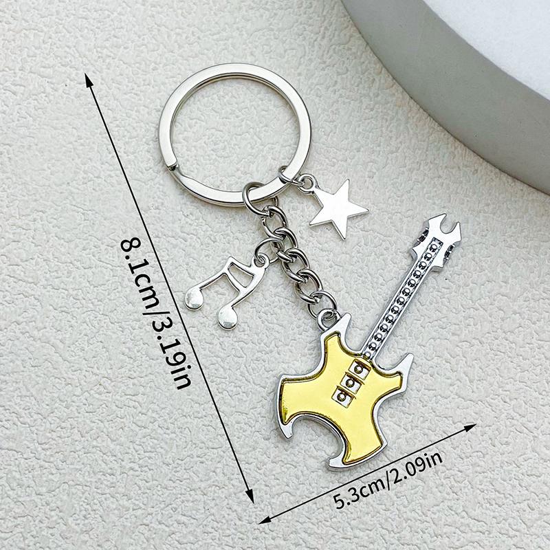 Y2k Guitar Musical Symbols Star Keychain Pendant For Men Women Punk Style Fashion Rock Bag Charm Accessories Gift
