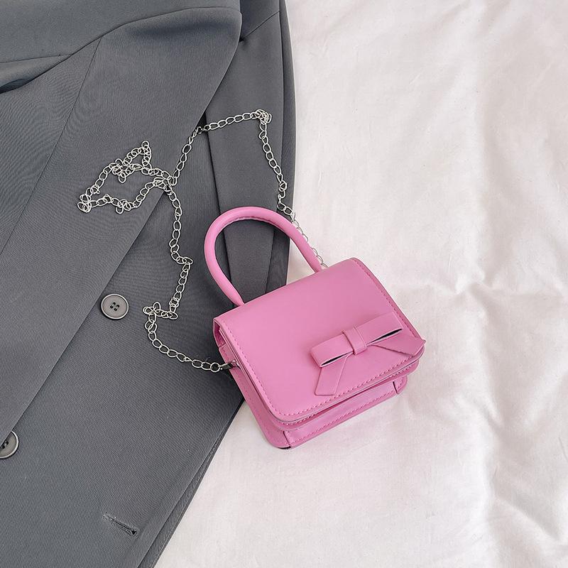 Handbag women's new creative bow contrasting color mini square bag sweet girl messenger bag shoulder bag