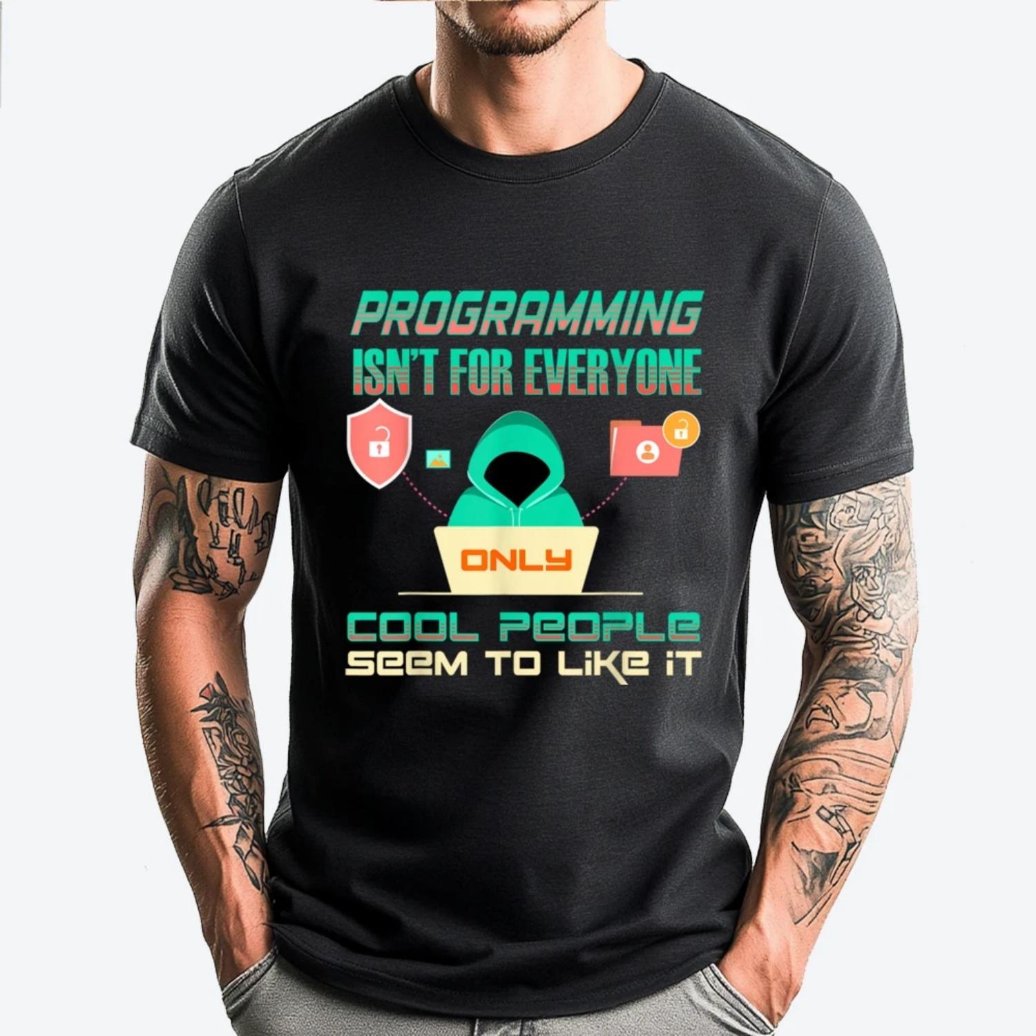 

Programming Is Only For Cool People Computer Nerd Programmer White Graphic Tee T Shirt Homme Hip Hop S чёрный