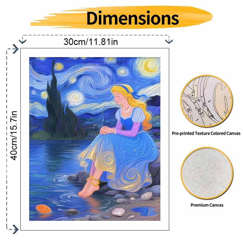 Disney Digital Oil Painting Art Kit Starry Night Princess Handmade Coloring Painting Home Decor