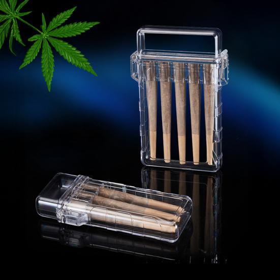 Průhledná 3/5-slotová krabička na bylinkové cigarety Vodotěsný odolný plast Venkovní cestovní přenosný držák/organizér na krabičky na bylinkové cigarety Úložný kontejner