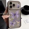 Gilded Purple Butterfly Pattern Case For iPhone 17 Pro Max Funda Shockproof Bumper Cover For iPhone 16 Pro Max 15 14 13 12 11 Air 16E