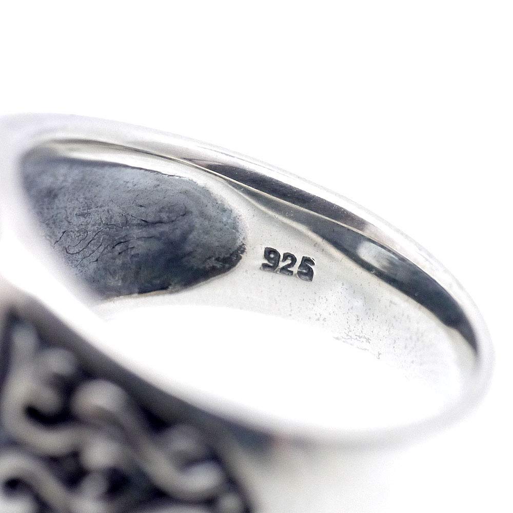 Blue Topaz Silver 925 College Ring SA Square Power Stone [Silver One] Men's [No. 13]