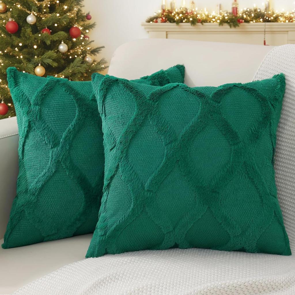 HAPIHAPPY Plush Throw Pillow Covers 12X20 Set of 1 Faux Fur Wool Bed Sofa Living Room Throw Pillow Covers Soft Home PillowCovers