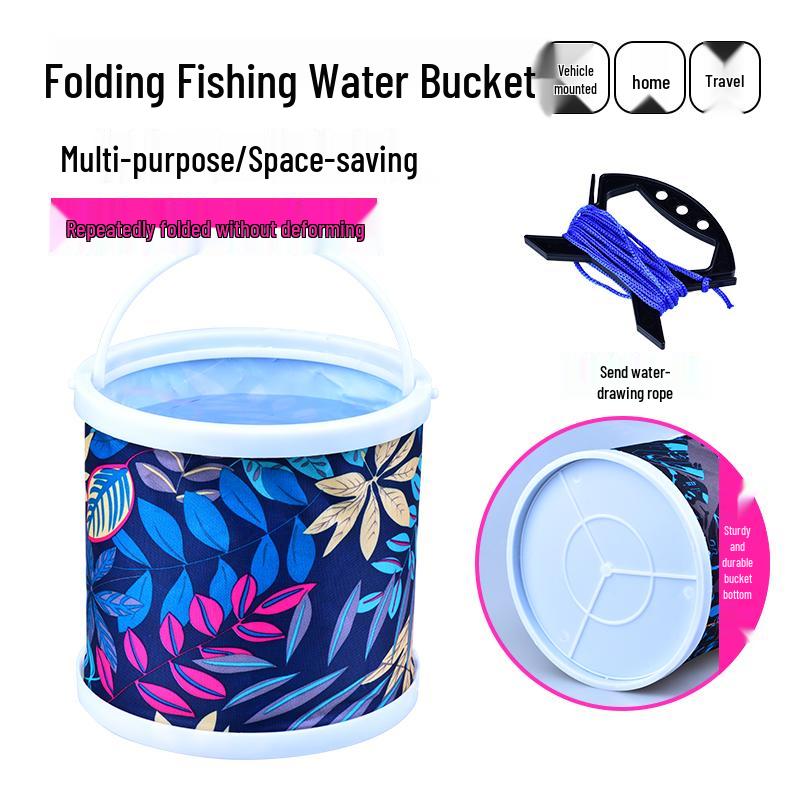 Foldable Fish Bucket with Rope & Anti-jump Net - Multi-functional for Fishing & Fish Protection