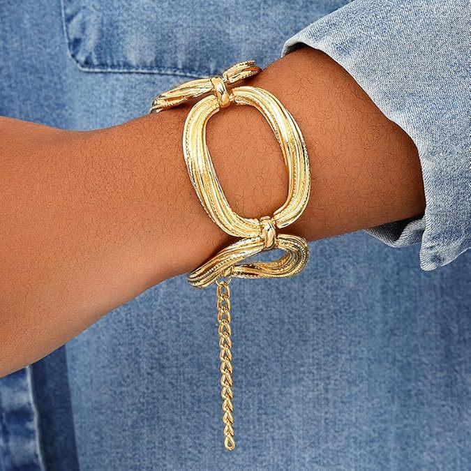 Geometrisches Hohlkreis Schweres Metall Halsketten- und Armbandset für Damen