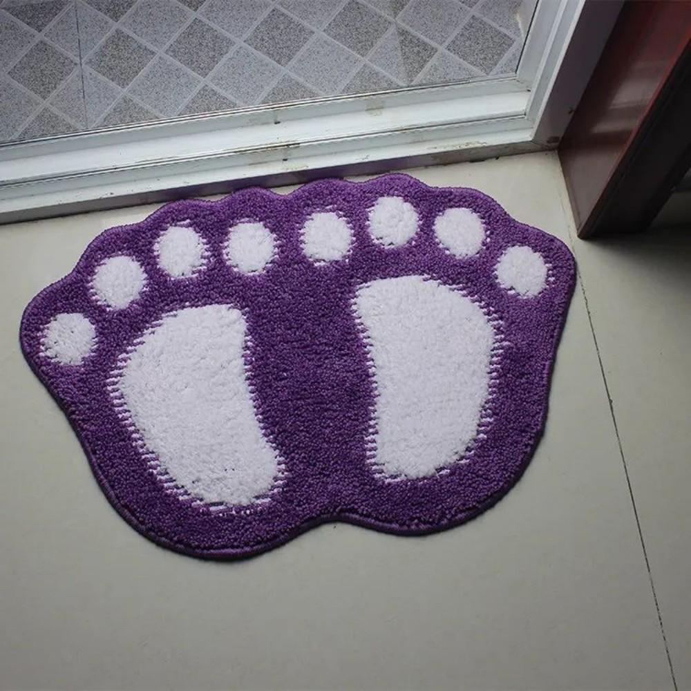 Pink Footprin Soft Fluffy Non Slip Washable Absorbent Bathroom Floor Mat Cute Bathroom Rug Bathroom Rug