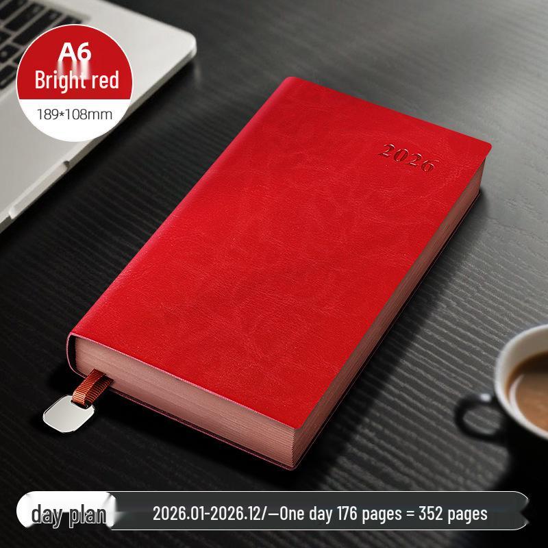 

2026 A5 Planner: Soft Leather Cover, Annual Calendar, Custom LOGO Efficiency Notebook