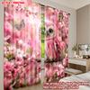 Set Of 2 Flat Printing Happy Valentine Day Party Curtain Creative Pink Owl Digital Printed Polyester Drapes Holiday Decorations