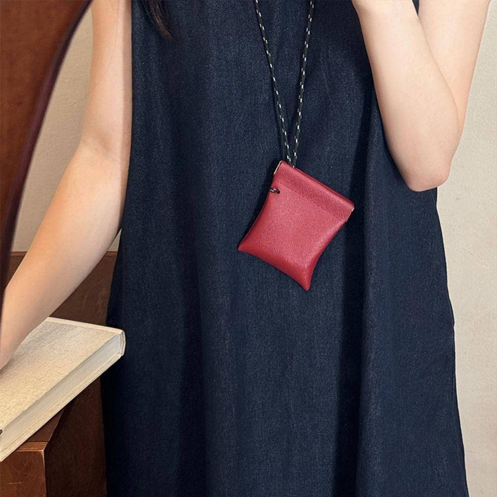 Solid Color Hanging Neck Coin Purse Korean Style Small Storage Bag  Streetwear