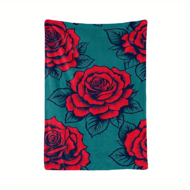 Rose flower-themed pattern Flannel printed blanket suitable for all seasons suitable for living room office sofa and travel