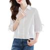 White Shirt Women's Seven-quarter Sleeves Summer New Lantern Sleeves Top Short Cotton Shirt