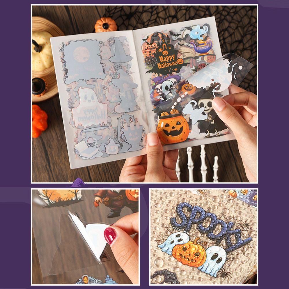 20Pcs/Pack Pumpkin Skeleton Kids Halloween Stickers Trick or Treat Spooky Scrapbooking Planner Stickers Waterproof