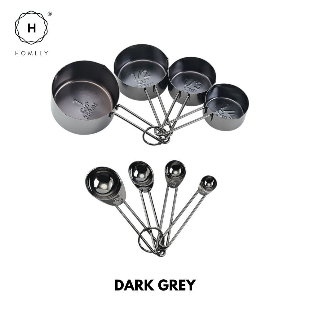 

Homlly Gold Measuring Cups and Spoons (Set of 8pcs) темно-сірий колір