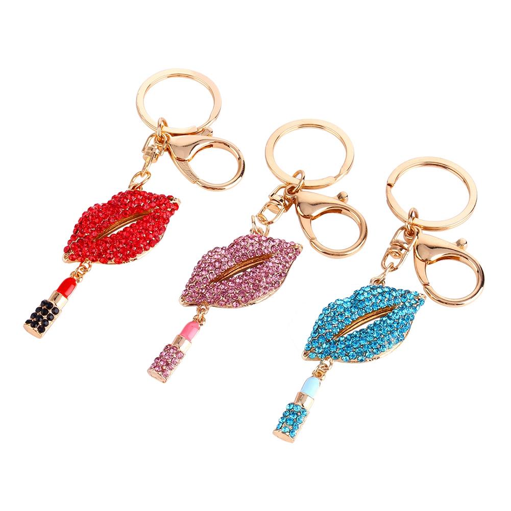 

Sexy Lipsticking Lip-Key Chain RhinestOne Crystal purse CharmDecoration