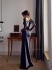 European Cross-Border 2025 Elegant Long Sleeve Long Retro Dress Women