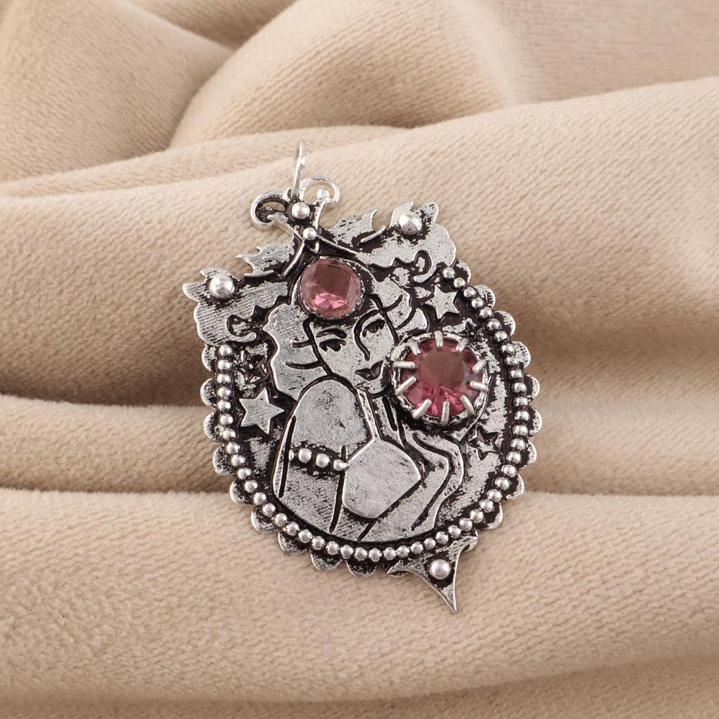 Rhodolit Edelstein 925 Sterling Silber Handgefertigter Schmuck Schöner Anhänger 1,9" Geschenk für deine Liebe CP-44-14