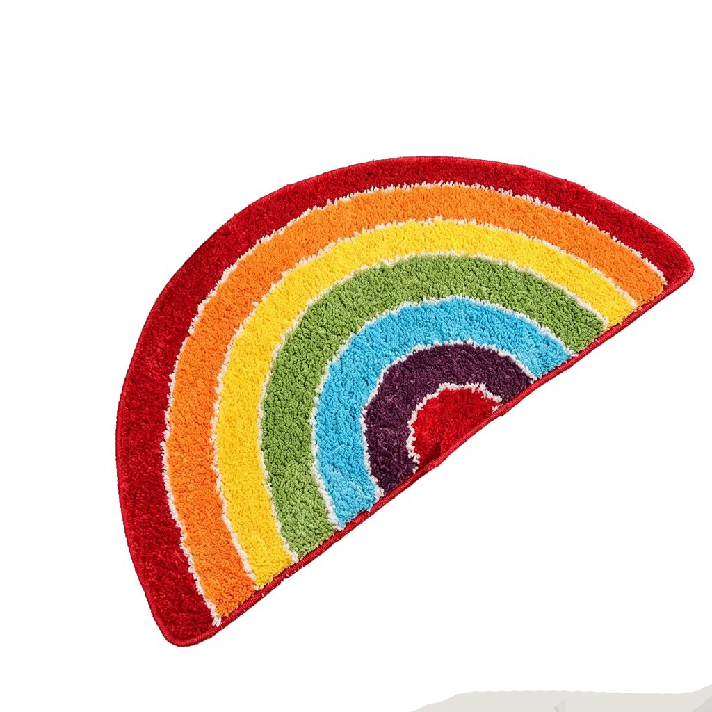 Half Round Faux Bathroom - Absorbent Non- Doormat for Entryway, Soft Carpet