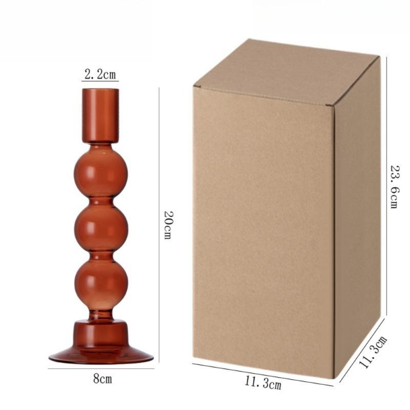 Nordic Glass Candle Holder Colorful Candy Color Translucent High Glass Candle Stand for Birthday Wedding Room Party Home Decor