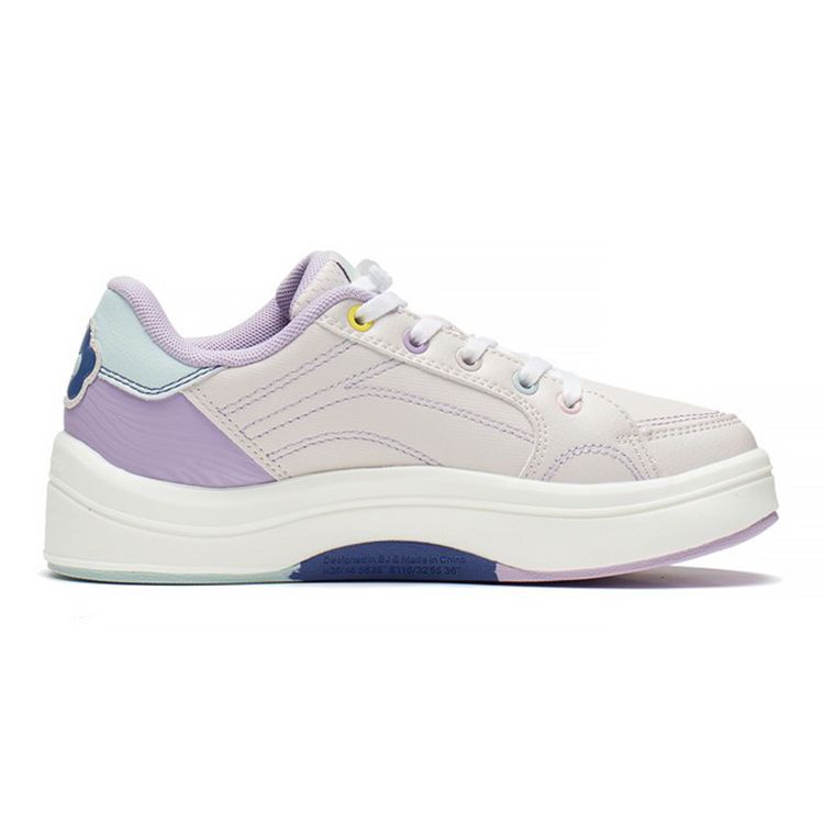 Li Ning Kids Yingchi Mecha V2 Casual Non-Slip Shock Absorbing Wear-Resistant Low-Top Skate Shoes Kids Skate Shoes Gray Purple YKCS114-12
