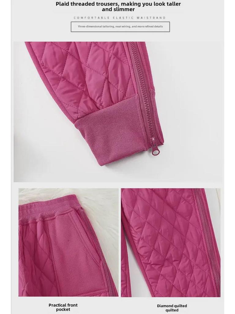 Women's Diamond-Quilted Velvet-Lined Harem Sweatpants