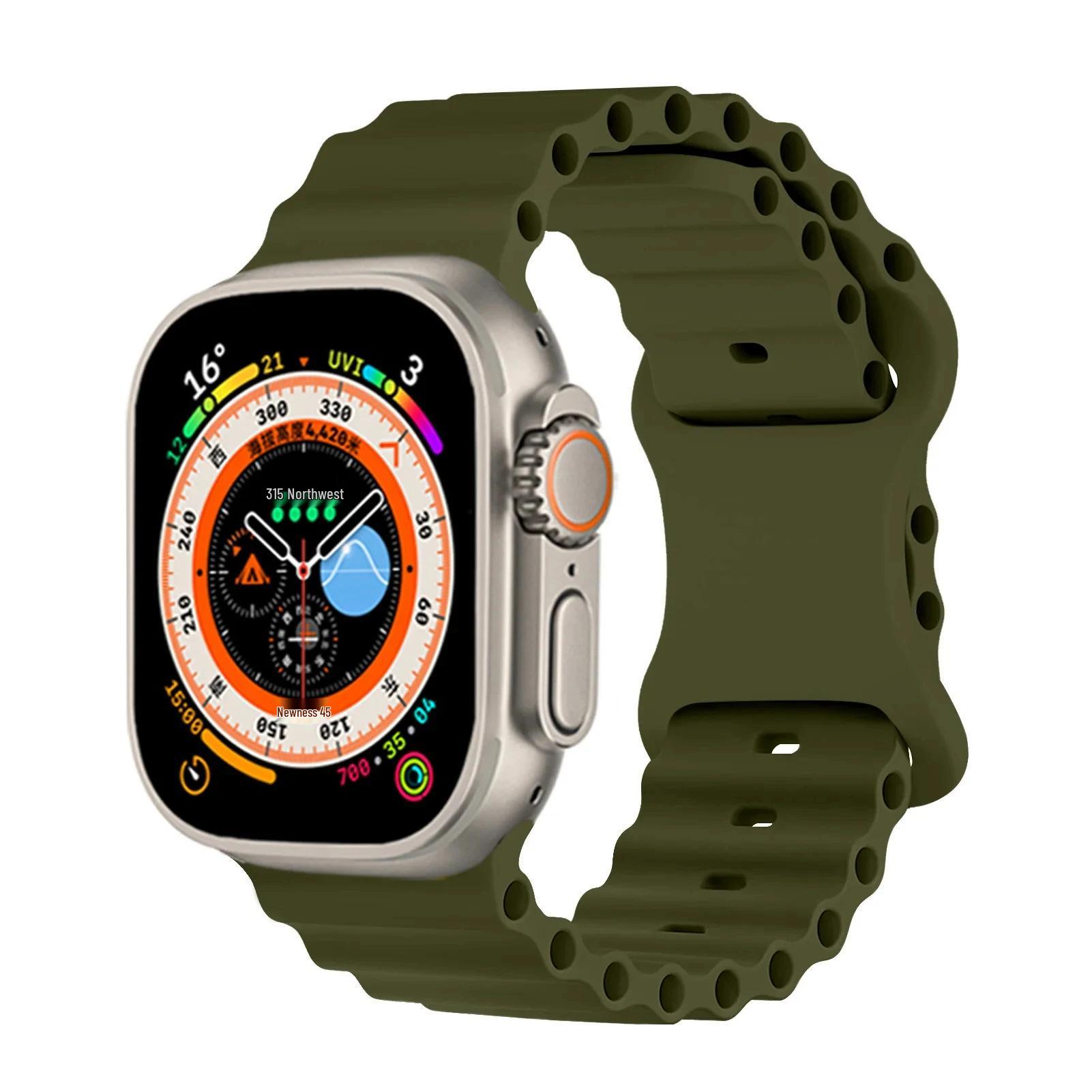 

Apple Watch Ocean Style Silicone Strap with Monochromatic Butterfly Buckle for S10/S11 Models 38/40/41mm