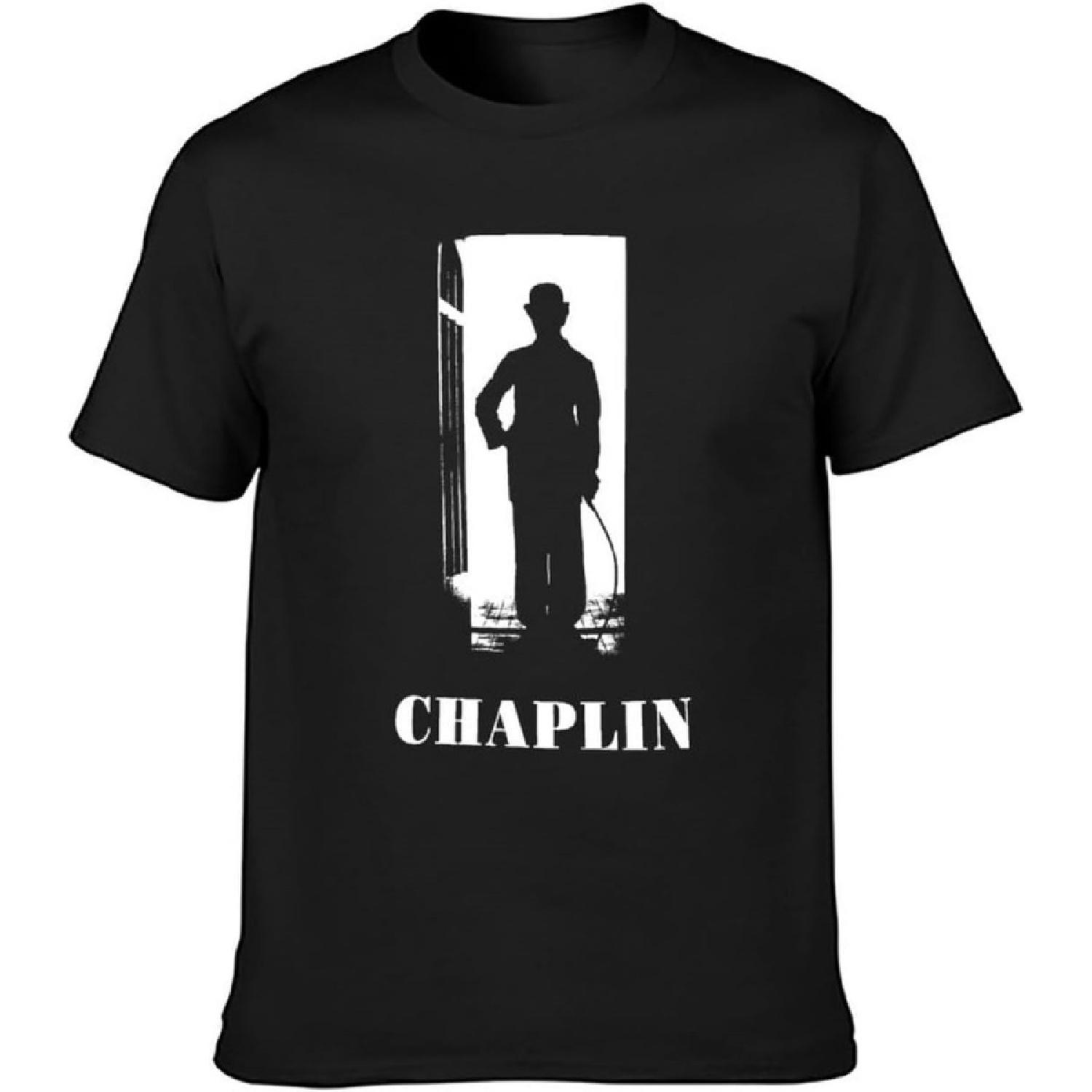 WANGJIA Chaplin Fitness Mens Black T-Shirt Unisex Tee Clothing S