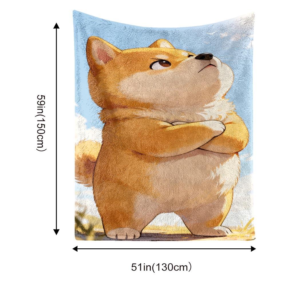 Cartoon Image of a Standing Dog Flannel Printed Blanket Suitable for All Seasons Suitable for Living Room Office Sofa and Travel