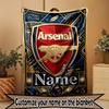 Custom Name Personalized Arsenal F.C Print Blanket, Home Decor, Bedroom, Sofa, Camping, Couch, Gifts for Birthday Christmas