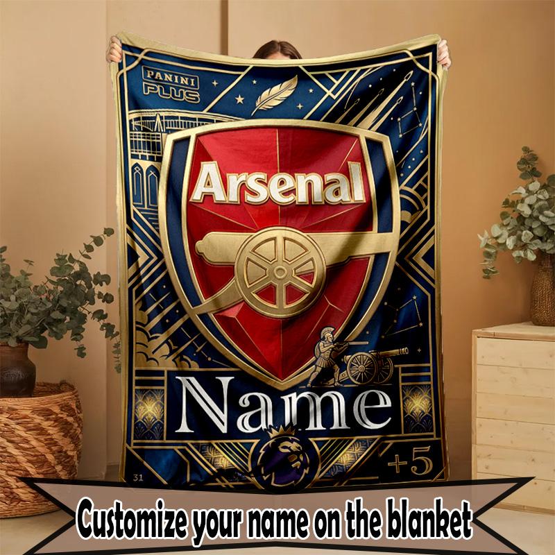 Custom Name Personalized Arsenal F.C Print Blanket, Home Decor, Bedroom, Sofa, Camping, Couch, Gifts for Birthday Christmas
