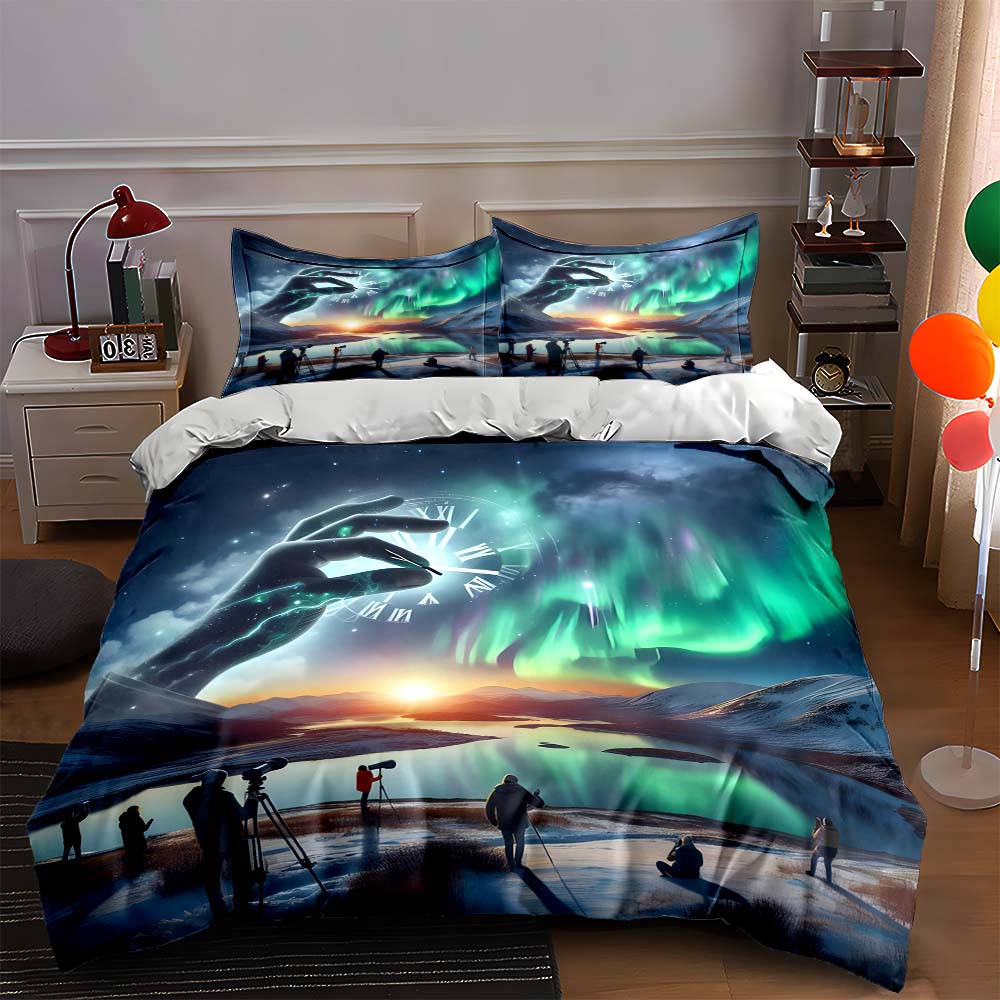 

Aurora time landscape. Bedding Duvet cover sets Duvet covers Pillowcases gifts (1 * Duvet Cover 2 * Pillowcases, without duvet insert) 135x200cm