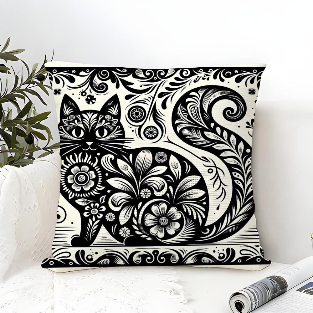 Animal And Natural Floral Prints Pillow Case Cotton Linen Fabric Square Zipper Pillowcase Home Decorative Living Room