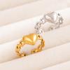 Heart-Shaped Stainless Steel Open Ring - Titanium Steel Colorfast Jewelry