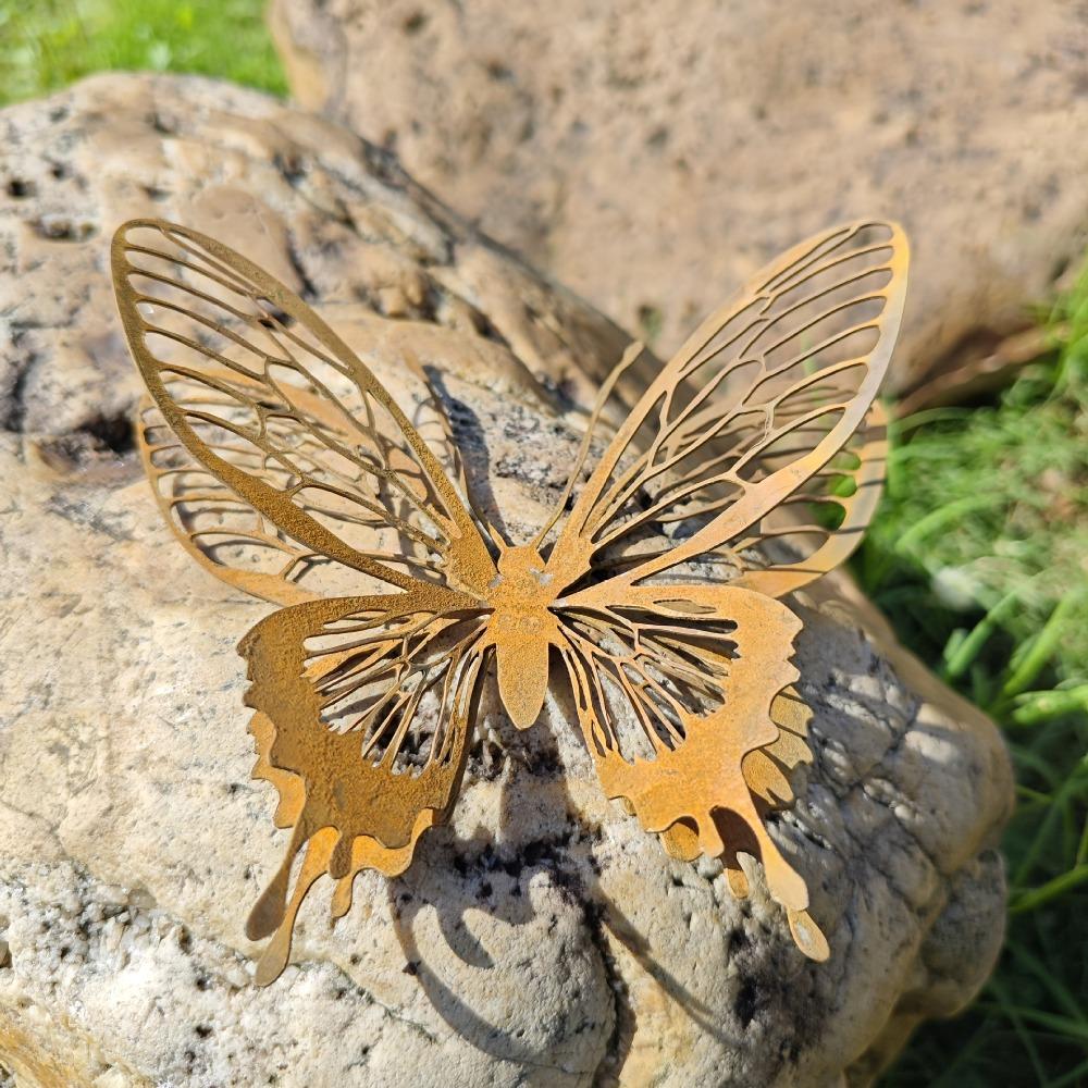 Outdoor Indoor Decor Butterfly Garden Sculpture Open Wings Design Porch Decorating Rust Butterfly Wall Art Metal Butterfly Yard
