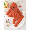Two-Piece Girl Sweet and Gentle Spring/Autumn New Butterfly Print Letter Hoodie Sweatshirt and Pants Set, Perfect for Outdoor, Knit