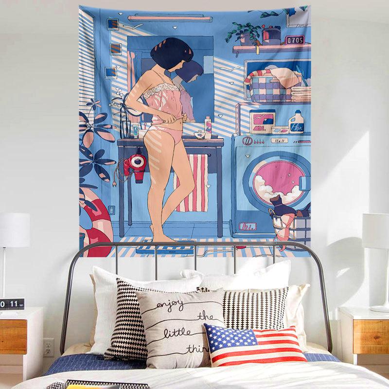 Каваи аниме девушка принт узор гобелен дома гостиная спальня Настенный декор фон ткань — фото 13