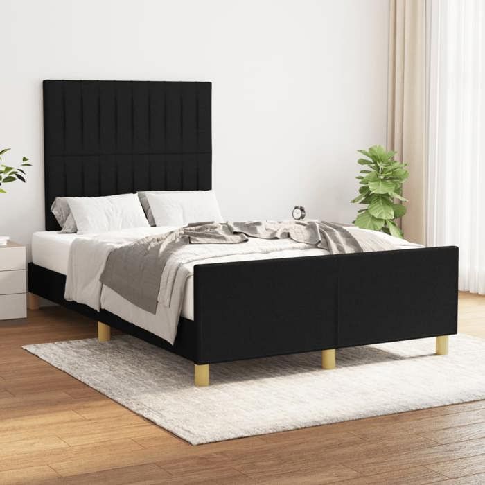 VidaXL Cadre de Lit avec Tête de Lit, Lit Rembourré, Lit Double, Lit Adulte de Chambre à Coucher Intérieur, Moderne, Noir 3270529