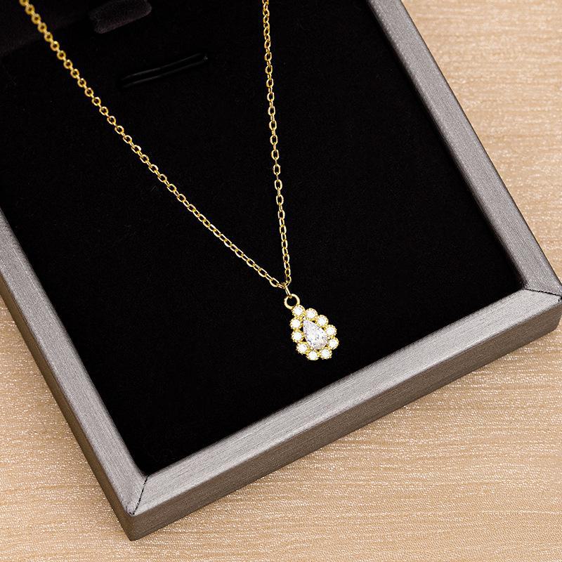 

Ожерелье с подвеской в виде капли воды из серебра Banyan Tree S925 — элегантная, роскошная и изысканная цепочка на ключицу с бриллиантом для женщин NS761 золотой