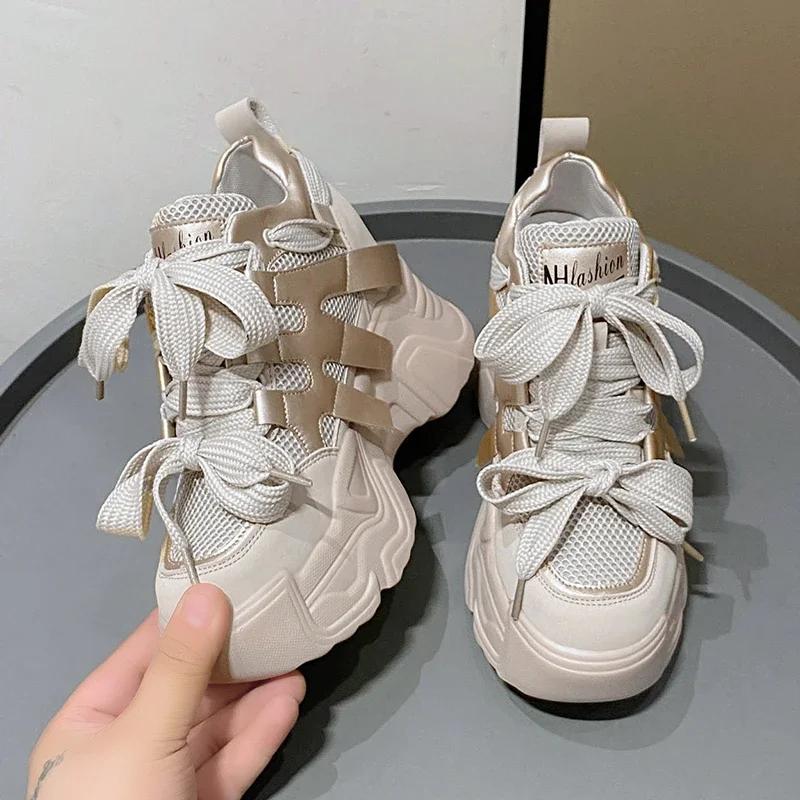 Høye Plattform Sneakers Kvinner Tykk Såle Sport Damer Treningssko Vulkaniserte Sko Kvinne Chunky Sneakers Zapatillas Mujer