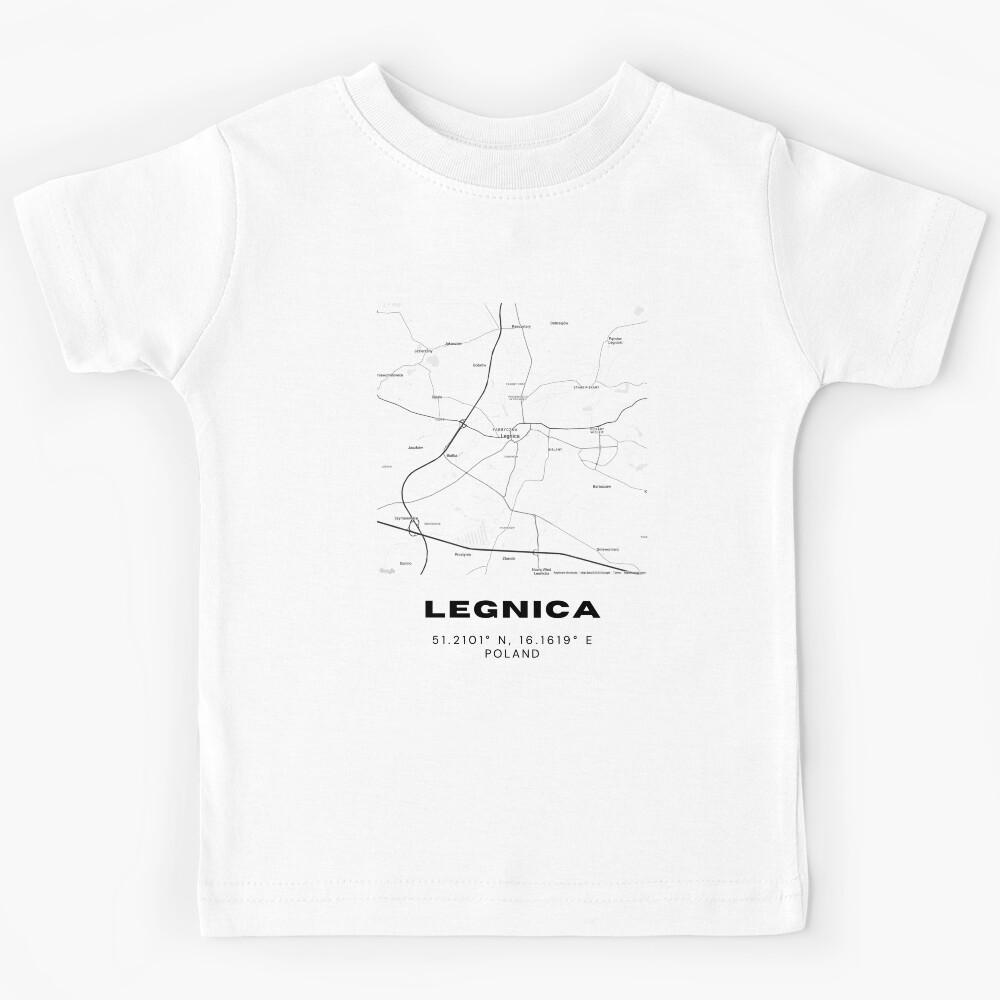 Legnica Poland Map | Minimalist Black and White City Poster Kids T-Shirt 140