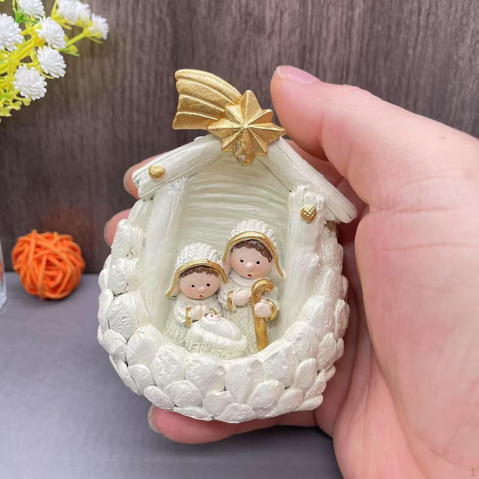 

Miniature Nativity Figurine Holy Family Statue Centerpiece Ornament,Tabletop Religious Gift Small