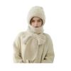 Winter Knit Hat with Integrated Scarf Solid Color Thickened Velvet Women Hat Long Scarf Set Cold Weather Headwear