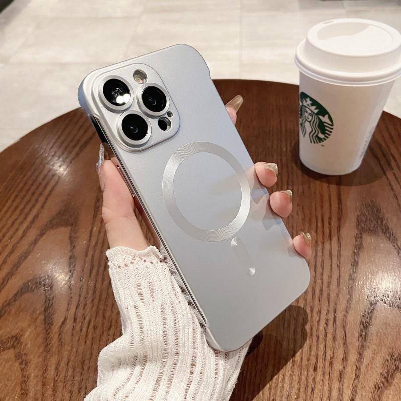 Applicable To Apple 16 Metal Paint Frameless Magnetic Suction Phone Case IPhone 15 Ultra Thin Bare Metal Sense Anti Fall Protection Case